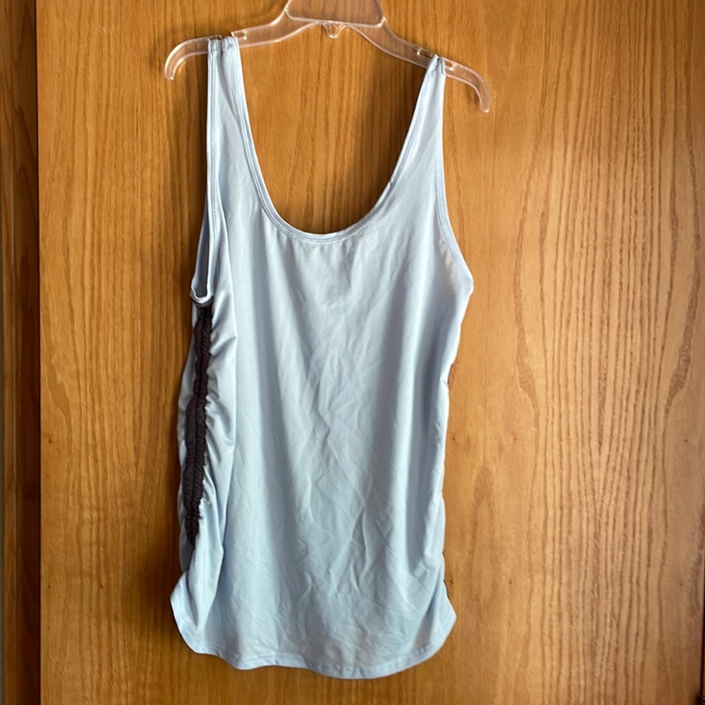 Fabletics Pale blue Tank top medium with gray trim.